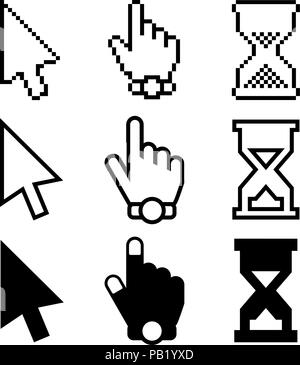 Cursors Icons. Mouse Arrow, Hand and Hourglass. Vector Design Elements Set for You Design Stock Vector