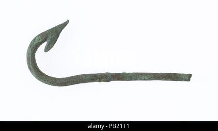 Fish hook. Dimensions: l. 8.1 cm (3 3/16 in). Dynasty: Dynasty 19-20. Date: ca. 1295-1070 B.C.. Museum: Metropolitan Museum of Art, New York, USA. Stock Photo