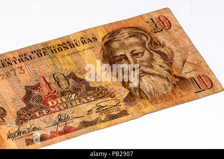 10 lempiras bank note. Lempira is the national currency of Honduras Stock Photo