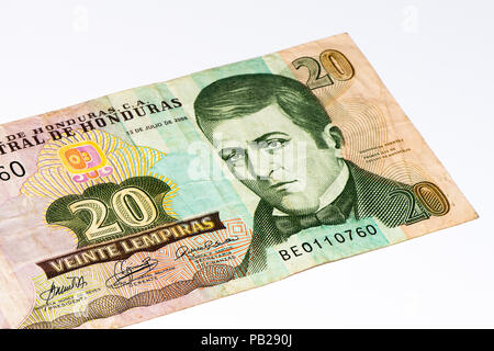 20 lempiras bank note. Lempira is the national currency of Honduras Stock Photo