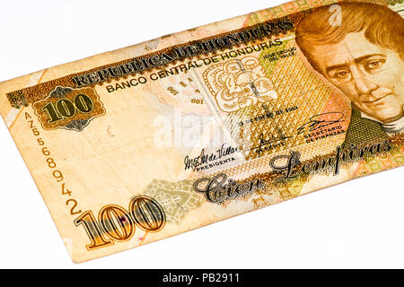 100 lempiras bank note. Lempira is the national currency of Honduras Stock Photo