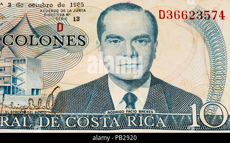 10 Costa Rican colones bank note. Colones is the national currency of ...