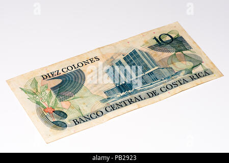 10 Costa Rican colones bank note. Colones is the national currency of ...