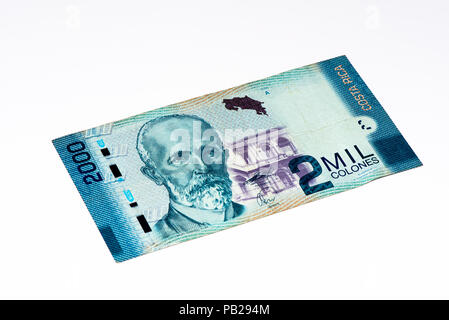 2000 Costa Rican colones bank note. Colones is the national currency of ...