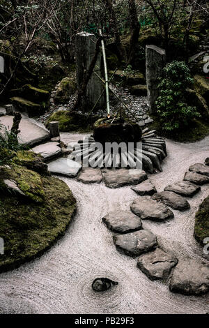 Conceived as works of art, Japanese gardens are meticulously tended. Nature is revered but highly manipulated. Stock Photo