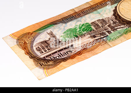 10 Barbadian dollar bank note. Barbadian dollars in the national currency of Barbados Stock Photo