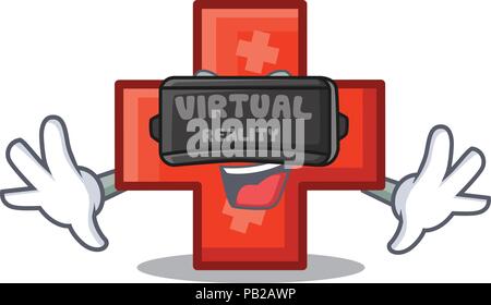Virtual reality cross mascot cartoon style Stock Vector