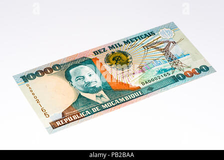 10000 Mozambican escudos bank note. Mozambican escudo is former currency of Mozambique Stock Photo