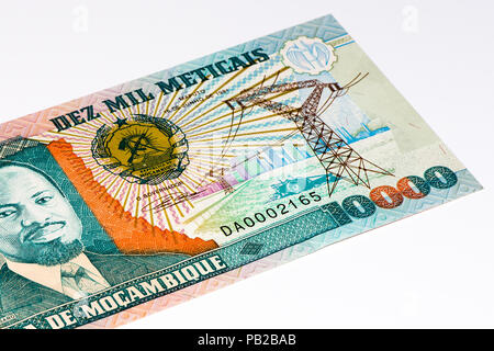 10000 Mozambican escudos bank note. Mozambican escudo is former currency of Mozambique Stock Photo