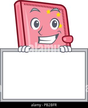 Grinning with board diary character cartoon style Stock Vector