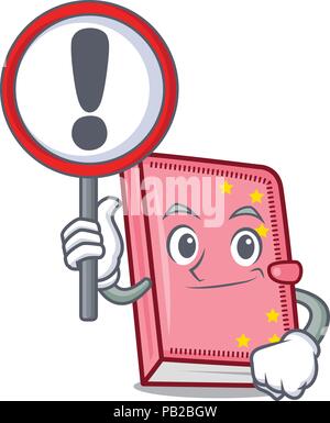 With sign diary character cartoon style Stock Vector
