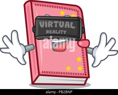 Virtual reality diary mascot cartoon style Stock Vector