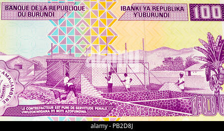 100 Burundian francs. Burundian franc is the national currency of Republic Burundi Stock Photo