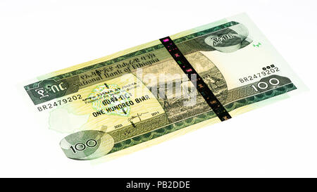 100 Ethiopian birr bank note. Birr is the national currency of Ethiopia Stock Photo