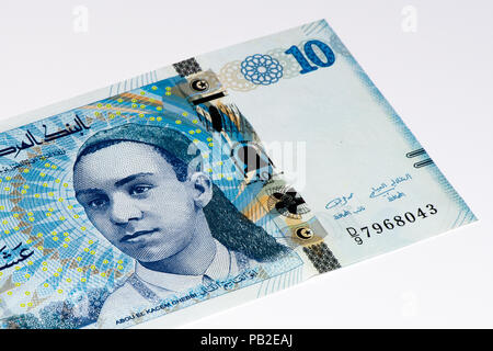 10 Tunisian dinars bank note. Tunisian dinar is the national currency of Tunisia Stock Photo