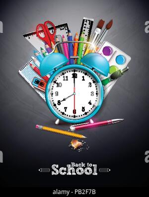 Back to school design with graphite pencil and typography lettering on ...