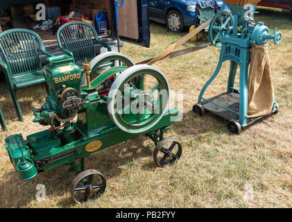 A Portable Bamford Engine Used for Driving an Agricultural Rapid Grinding Machine at Nantwich Show Cheshire England United Kingdom UK Stock Photo