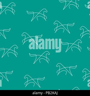 Horse animal pattern seamless. Vector illustration. Turquoise background. Stock Vector