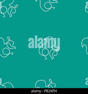 Squirrel animal pattern seamless. Vector illustration. Turquoise background. Stock Vector