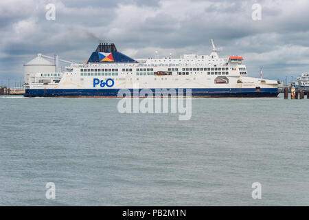 Calais, France - 19 June 2018: P&O cross Channel ferry entering the Port of Calais Stock Photo