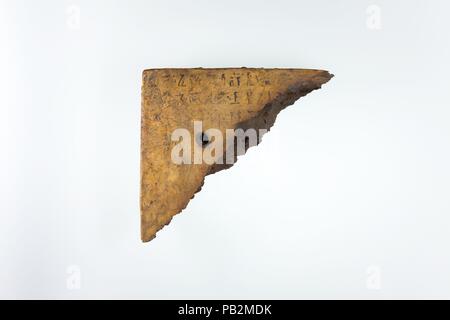 Writing board fragment with Sokar formula for the benefit of Itaseneb. Dimensions: H. 18 cm (7 1/16 in.); W. 16 cm (6 5/16 in.); Th. 4.5 cm (1 3/4 in.). Dynasty: Dynasty 11. Date: ca. 2030-1981 B.C.. Museum: Metropolitan Museum of Art, New York, USA. Stock Photo