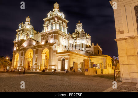 Cordoba Cathedral at night - Cordoba, Argentina Stock Photo