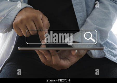 ICT(Information Communication Technology) businessman using Searching Browsing Internet internet of things (IoT) Stock Photo