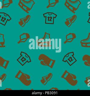 Sport pattern seamless. Vector illustration. Turquoise background. Stock Vector