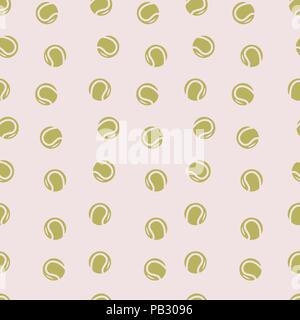 Tennis ball pattern seamless. Vector illustration. Light pink background. Stock Vector