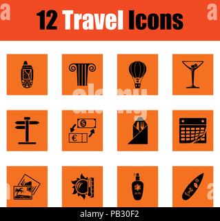 Travel icon set. Orange design. Vector illustration. Stock Vector