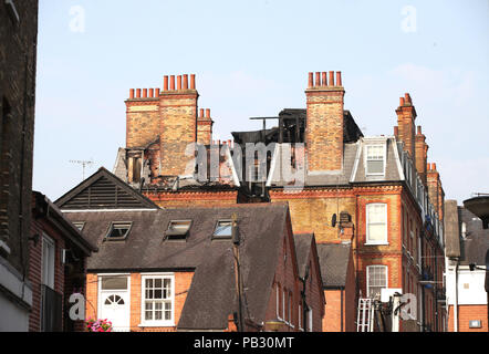 The block of flats on Inglewood Road, north west London, where a fire broke out just after 1am on Thursday and around 100 firefighters were called to put out the blaze. Stock Photo