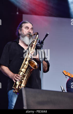 Germany, Ebern, Eyrichshhof Castle , 25 July 2018, SPIDER MURPHY GANG - UNPLUGGED - Open Air 2018 - Image: Otto Staniloi Ð Sax Credit: Ryan Evans/Alamy Live News Stock Photo