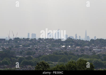 Alexandra Palace. London. UK 12 June 2018 - High levels of pollution over London's skyline seen from Alexandra Palace in north London. Britain's heatwave has triggered a high pollution warning temperature is expected to reach 37C in some parts of the country by the end of the week.  Credit: Dinendra Haria/Alamy Live News Stock Photo