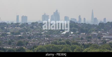 Alexandra Palace. London. UK 12 June 2018 - High levels of pollution over London's skyline seen from Alexandra Palace in north London. Britain's heatwave has triggered a high pollution warning temperature is expected to reach 37C in some parts of the country by the end of the week.  Credit: Dinendra Haria/Alamy Live News Stock Photo