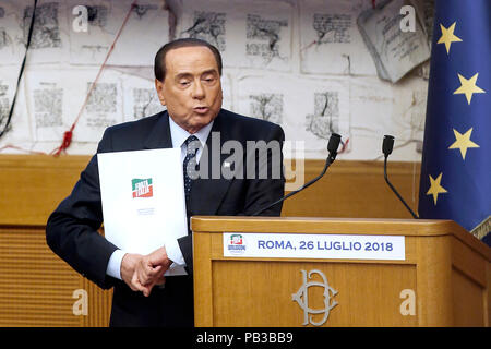 Silvio Berlusconi Roma 26/07/2018. Aula dei Gruppi. Assemblea di Forza Italia. Rome 26th of July. Assembly of Forza Italia Party. Foto Samantha Zucchi Insidefoto Stock Photo