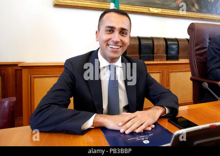 Luigi Di Maio Roma 26/07/2018. Camera. Commissione Trasporti della Camera, audizione del Ministro dello Sviluppo economico e del Lavoro. Rome 26th of July. Chamber of Deputies. Audition of the Minister of Labor and Economic Development Foto Samantha Zucchi Insidefoto Stock Photo