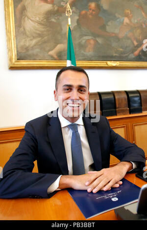 Luigi Di Maio Roma 26/07/2018. Camera. Commissione Trasporti della Camera, audizione del Ministro dello Sviluppo economico e del Lavoro. Rome 26th of July. Chamber of Deputies. Audition of the Minister of Labor and Economic Development Foto Samantha Zucchi Insidefoto Stock Photo