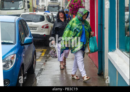 Skibbereen, West Cork, Ireland. 26th July, 2018. After weeks of an Irish Heatwave, which brought blisteringly hot temperatures, rain finally hit the West Cork region of Ireland today. The rain is expected to last until at least next week. Credit: Andy Gibson/Alamy Live News. Stock Photo