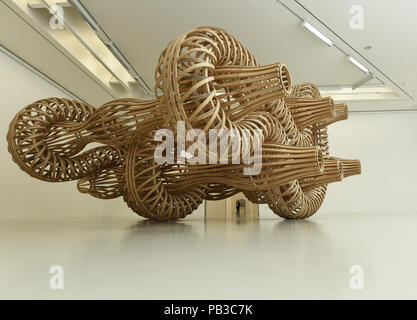Hanover, Germany. 27th Apr, 2018. The artwork 'What could make me feel that way (A)' by Richard Deacon (1993) is on display in an exhibition room at the Sprengel Museum Hannover. Credit: Holger Hollemann/dpa/Alamy Live News Stock Photo