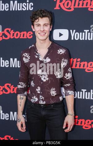 Brooklyn, NY, USA. 26th July, 2018. Shawn Mendes at arrivals for Rolling Stone The Relaunch Presented by YouTube Music, 99 Scott Avenue, Brooklyn, NY July 26, 2018. Credit: Achim Harding/Everett Collection/Alamy Live News Stock Photo