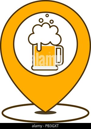 Beer point icon. Pub location. Isolated vector illustration on white background. Stock Vector