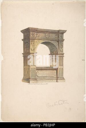 Monument of Richard Jervoice, 1563. Artist: Anonymous, British, 19th century. Dimensions: sheet: 10 5/8 x 7 1/2 in. (27 x 19.1 cm). Date: 19th century. Museum: Metropolitan Museum of Art, New York, USA. Stock Photo