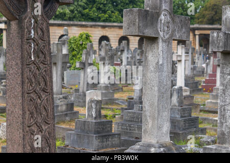 Gravestones in Brompton Cemetary in London, UK. Stock Photo