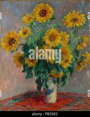 Bouquet of Sunflowers. Artist: Claude Monet (French, Paris 1840-1926 Giverny). Dimensions: 39 3/4 x 32 in. (101 x 81.3 cm). Date: 1881.  In November 1888, Van Gogh wrote: 'Gauguin was telling me the other day--that he'd seen a painting by Claude Monet of sunflowers in a large Japanese vase, very fine. But--he likes mine better. I'm not of that opinion.' Critics had earlier praised the 'brio and daring' of Monet's technique when he showed this still life, depicting sunflowers that grew along the pathway to his garden at Vétheuil, at the 1882 Impressionist exhibition. Artwork also known as: LOS  Stock Photo