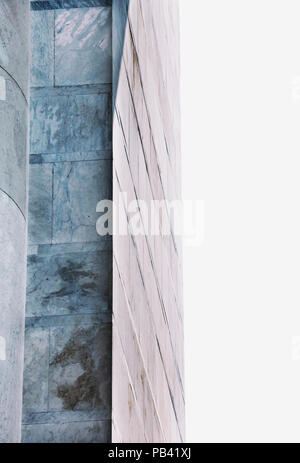 Marble building facade , impressive glimple view ,vertical composition ,bright marble surface Stock Photo