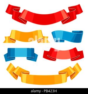 Set of colored ribbons and banners. Stock Vector