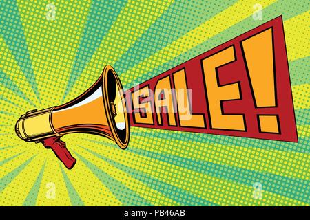 sale pop art megaphone background Stock Vector