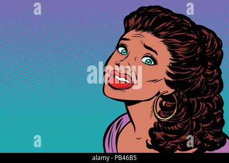 woman scared, African American people Stock Vector