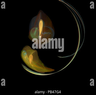 Yellow abstract fractal texture on a black background Stock Photo