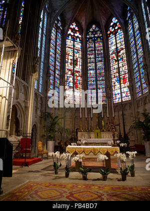 Interior of the Basilica of Saints Nazarius and Celsus, inside the walled citadel at Carcassonne in southern France Stock Photo